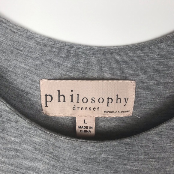 Philosophy Gray Cold Shoulder Stretch Midi Dress Size L - Picture 5 of 8